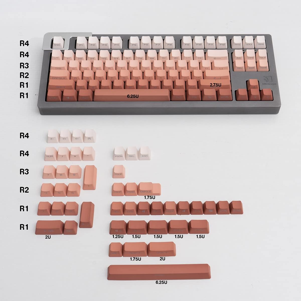 Side Printed Keycaps 134 Keys Custom Shine Through Keycaps OEM Profile Gradient Key caps Set for Cherry Mx Switches Mechanical Keyboard