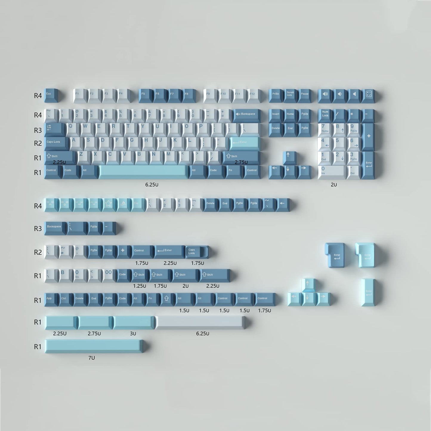 Sumgsn 172 Keys Doubleshot Keycaps Set Cherry Profile Fishing Key caps with 7u Spacebar Fit for 61/64/87/104/108 Cherry Mx Switches Alice Keyboard Mechanical Keyboards