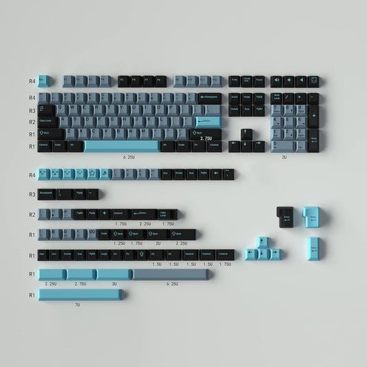 172 Keys Doubleshot Keycaps Cherry Profile Blue 8008 Keycap Set Fit for 61/64/87/104/108 Cherry Mx Switches ISO ANSI Layout Mechanical Keyboard