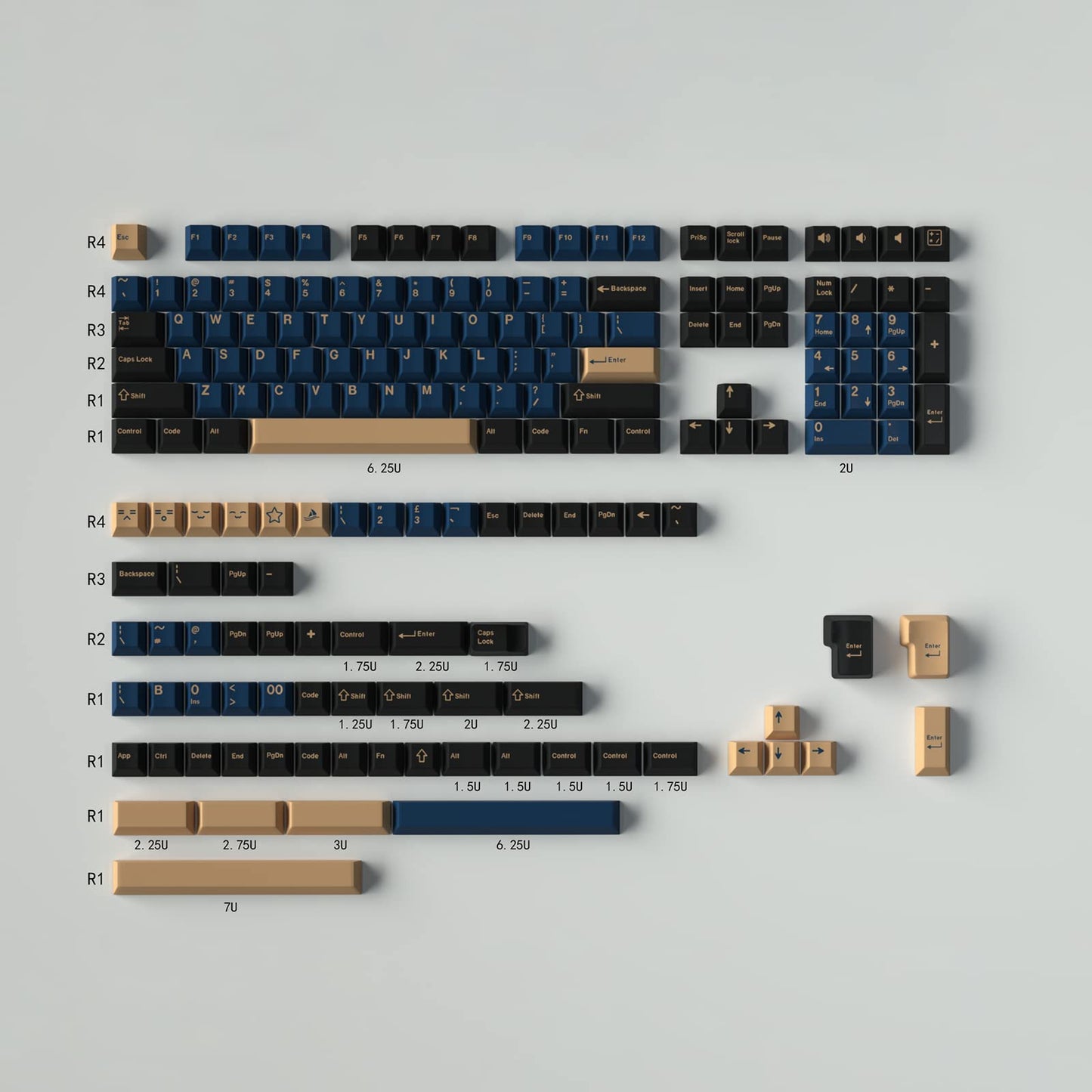 Sumgsn 172 Keys Doubleshot Keycaps Set Cherry Profile Fishing Key caps with 7u Spacebar Fit for 61/64/87/104/108 Cherry Mx Switches Alice Keyboard Mechanical Keyboards