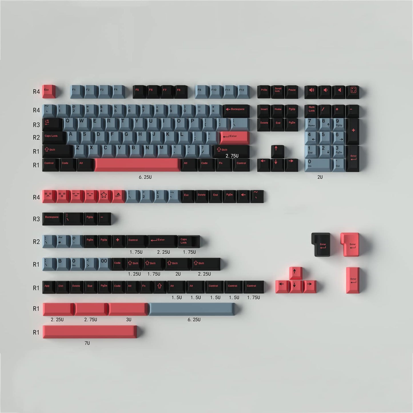 WOB Keycaps 172 Keys Cherry Profile Double Shot Keycaps Set Fit for 60% 65% 75% 95% ISO ANIS Mechanical Keyboard Cherry Mx Switches