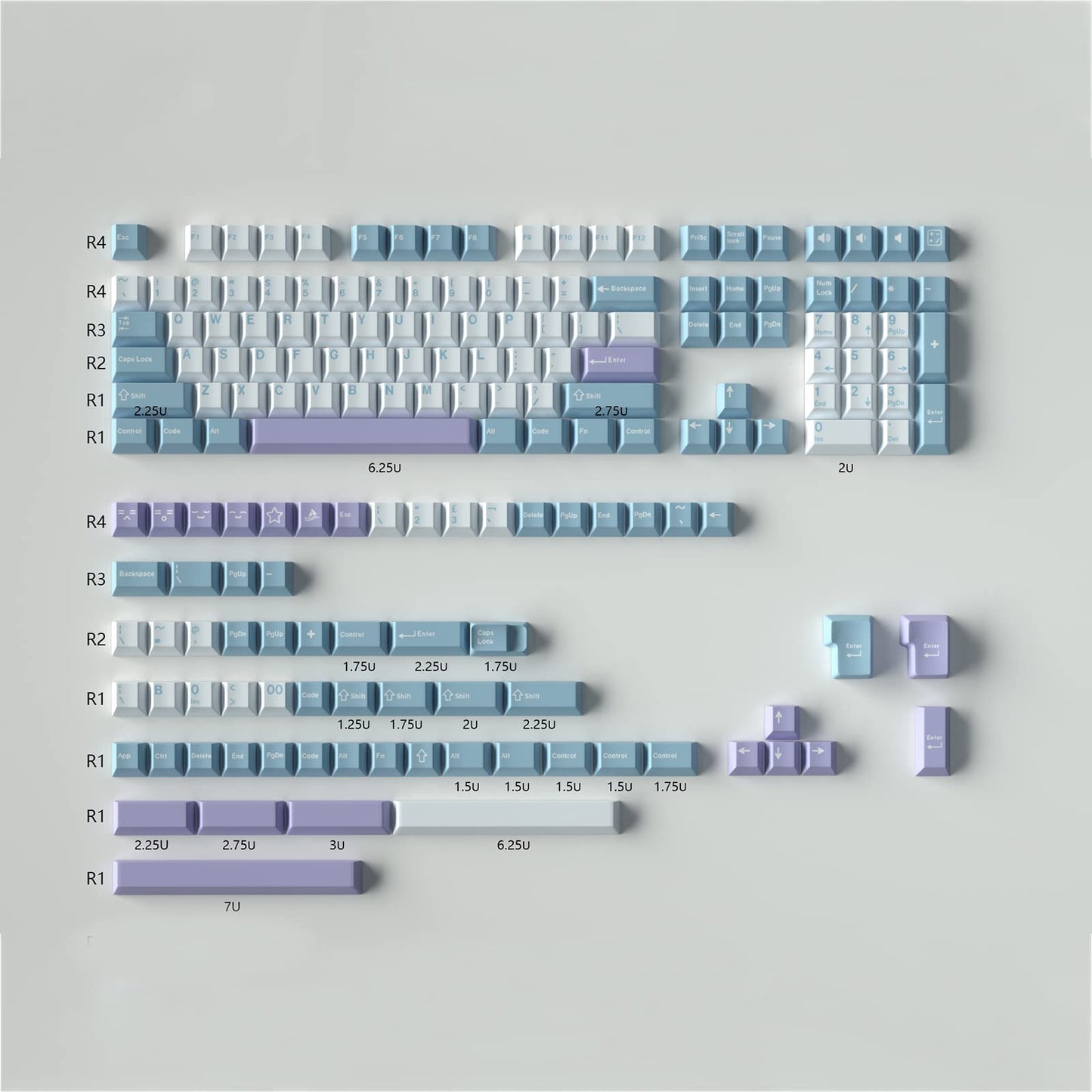 Sumgsn 172 Keys Doubleshot Keycaps Set Cherry Profile Fishing Key caps with 7u Spacebar Fit for 61/64/87/104/108 Cherry Mx Switches Alice Keyboard Mechanical Keyboards
