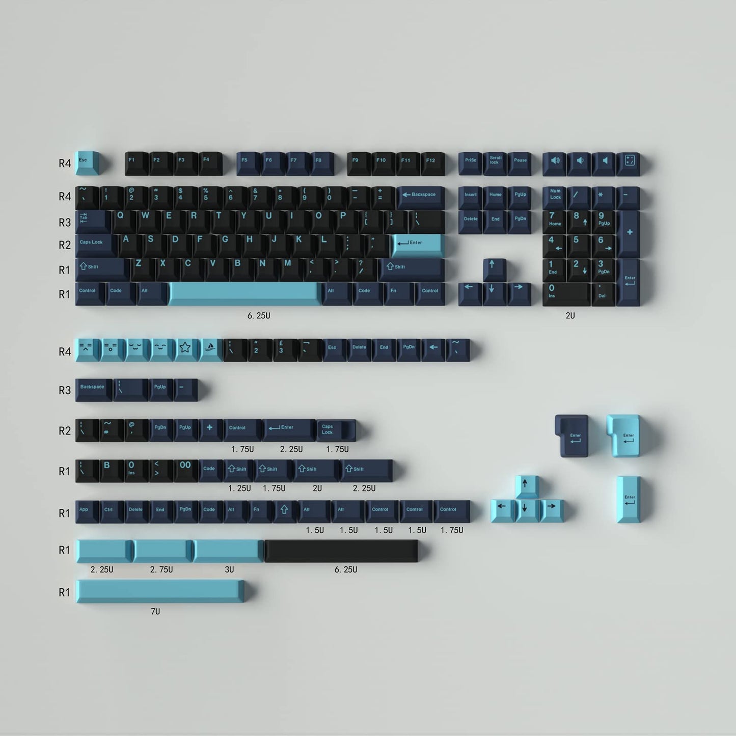 Sumgsn 172 Keys Doubleshot Keycaps Set Cherry Profile Fishing Key caps with 7u Spacebar Fit for 61/64/87/104/108 Cherry Mx Switches Alice Keyboard Mechanical Keyboards