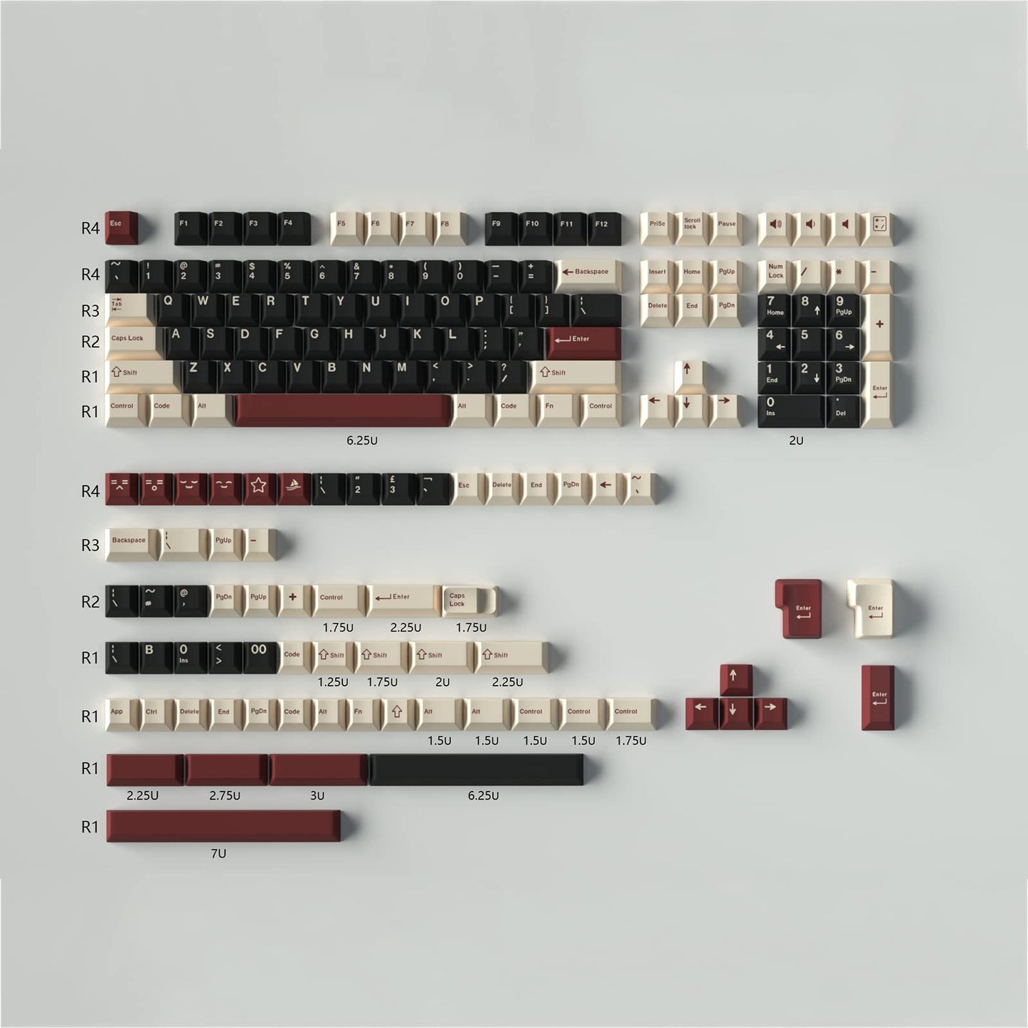 Sumgsn 172 Keys Doubleshot Keycaps Set Cherry Profile Fishing Key caps with 7u Spacebar Fit for 61/64/87/104/108 Cherry Mx Switches Alice Keyboard Mechanical Keyboards