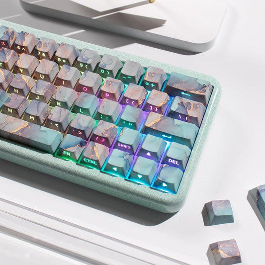 131 Keys PBT Dye Sub Cherry Profile Marble Style Shine Through Keycaps Set Fit for 61/64/87/104/108 Cherry Mx Switches Mechanical Keyboard