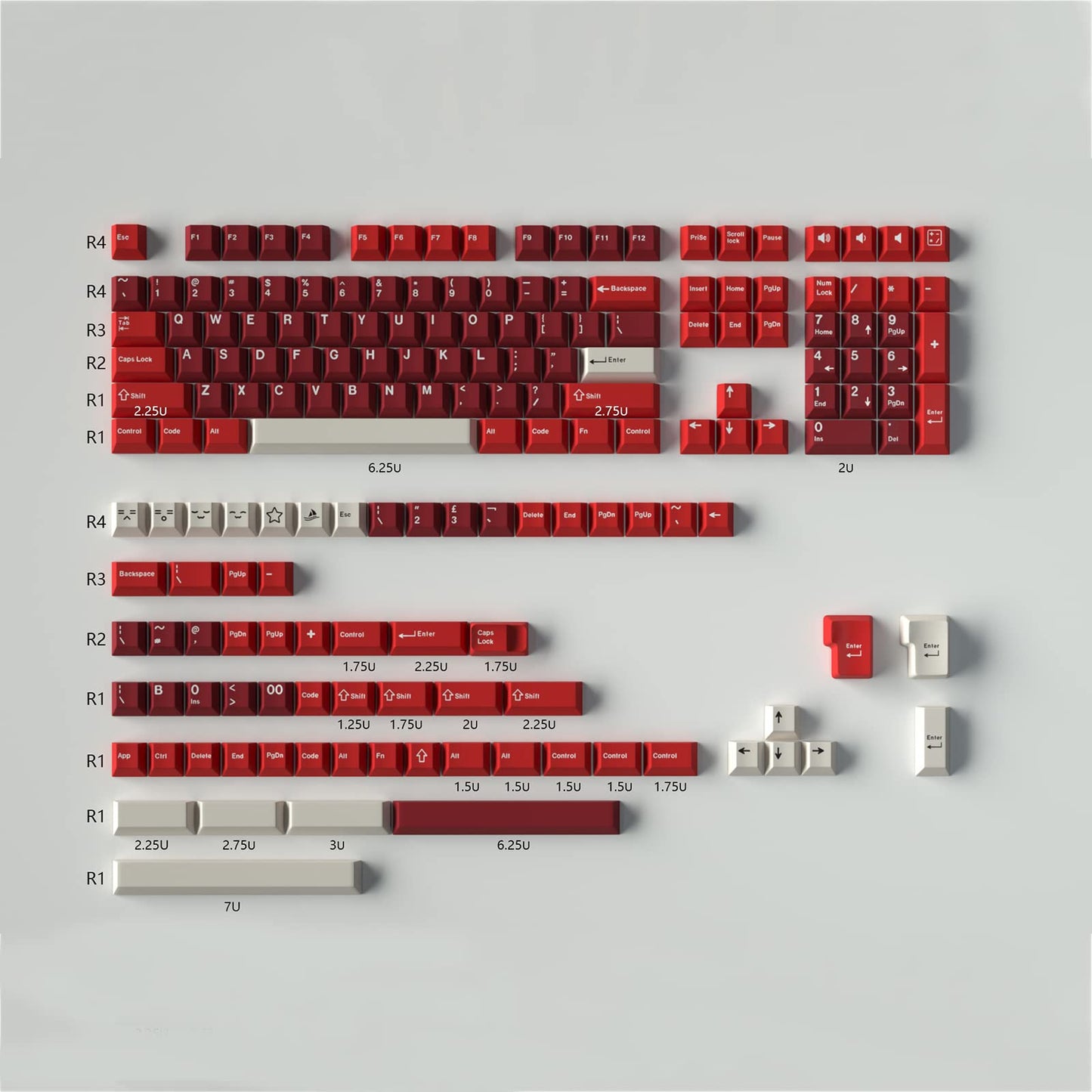 172 Keys Doubleshot Keycaps Cherry Profile Blue 8008 Keycap Set Fit for 61/64/87/104/108 Cherry Mx Switches ISO ANSI Layout Mechanical Keyboard