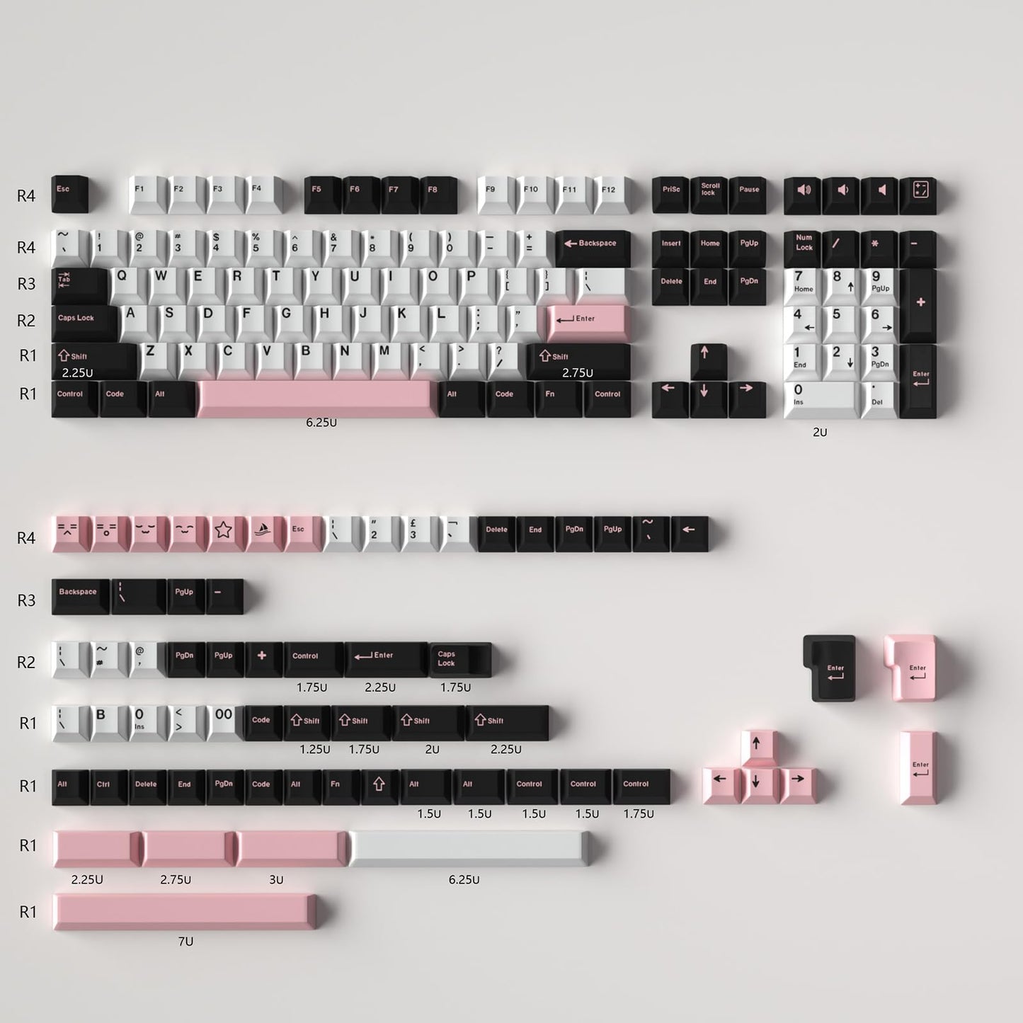 Sumgsn 172 Keys Doubleshot Keycaps Set Cherry Profile Fishing Key caps with 7u Spacebar Fit for 61/64/87/104/108 Cherry Mx Switches Alice Keyboard Mechanical Keyboards