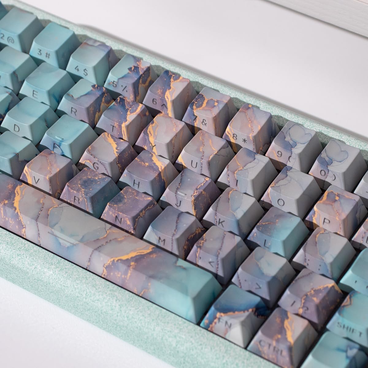 131 Keys PBT Dye Sub Cherry Profile Marble Style Shine Through Keycaps Set Fit for 61/64/87/104/108 Cherry Mx Switches Mechanical Keyboard