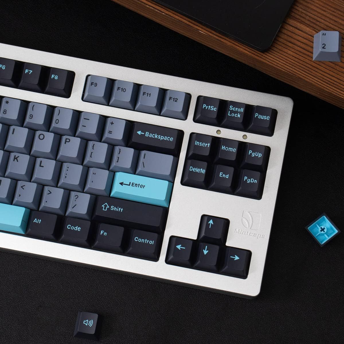 172 Keys Doubleshot Keycaps Cherry Profile Blue 8008 Keycap Set Fit for 61/64/87/104/108 Cherry Mx Switches ISO ANSI Layout Mechanical Keyboard
