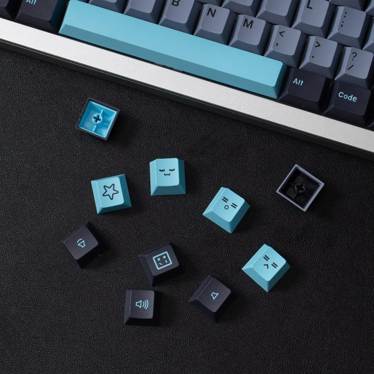 172 Keys Doubleshot Keycaps Cherry Profile Blue 8008 Keycap Set Fit for 61/64/87/104/108 Cherry Mx Switches ISO ANSI Layout Mechanical Keyboard