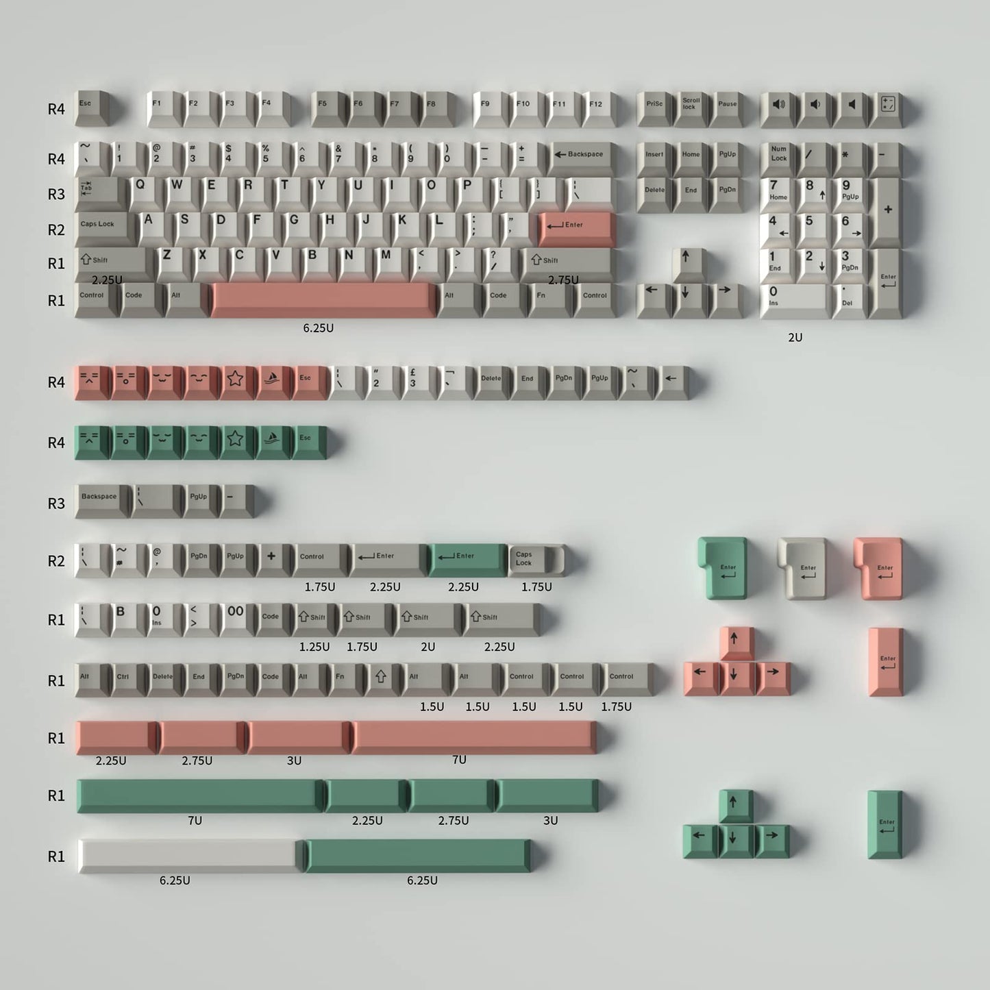 WOB Keycaps 172 Keys Cherry Profile Double Shot Keycaps Set Fit for 60% 65% 75% 95% ISO ANIS Mechanical Keyboard Cherry Mx Switches