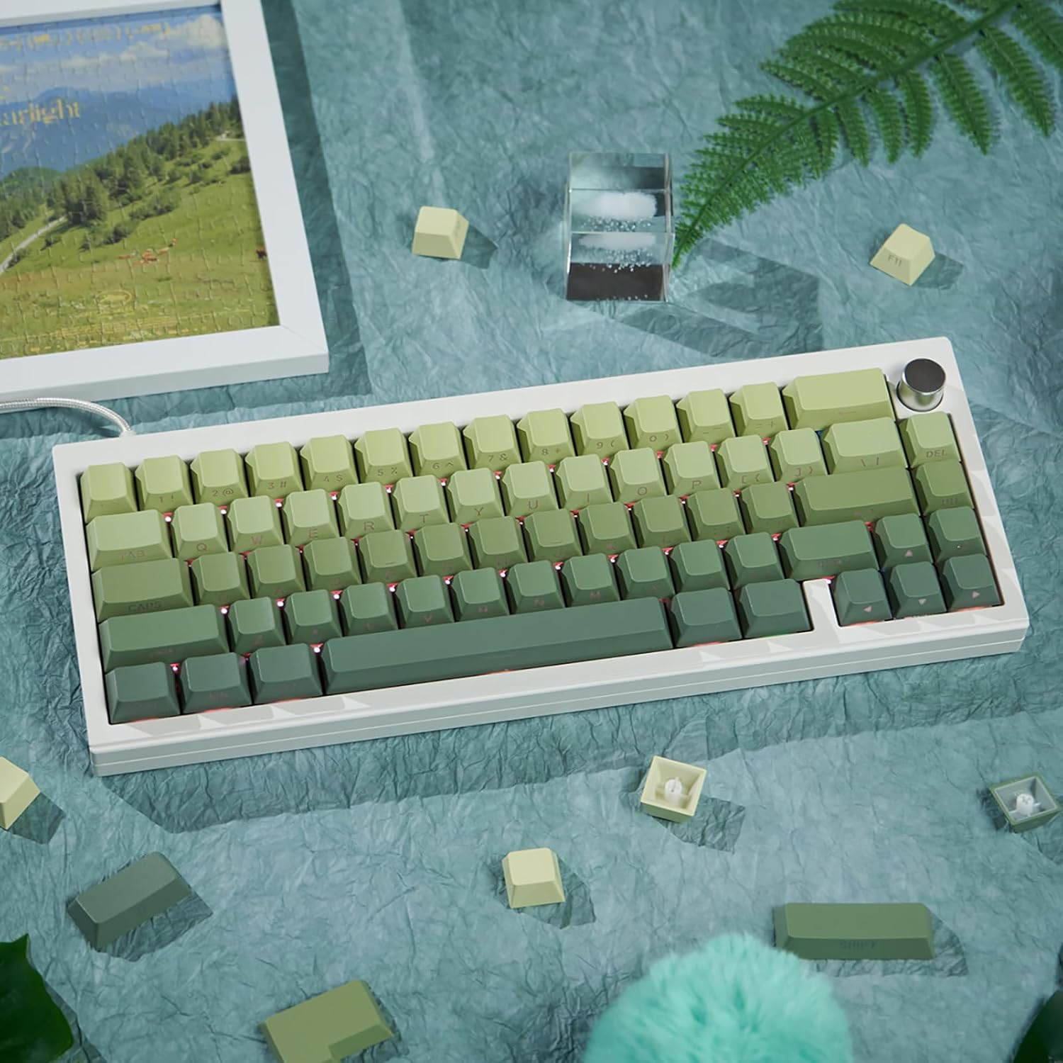 Side Print Keycaps 133 Keys Cherry Profile, PBTDoubleshot Gradient Keycap Set Fit for 60% 65% 95% Cherry Mx Switches Mechanical Keyboard